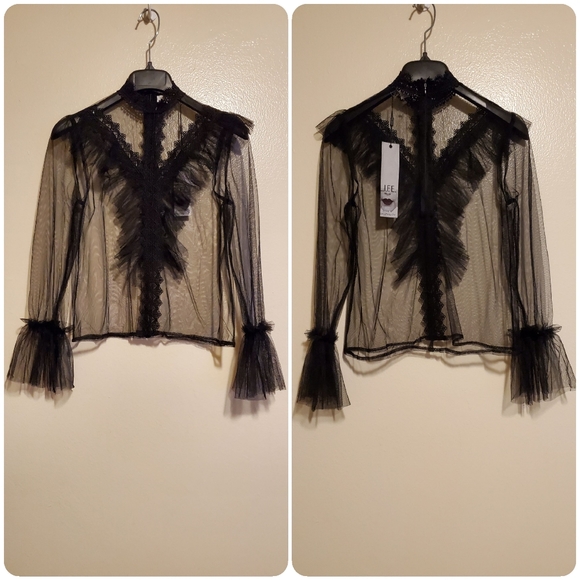 NWT LIFE sheer lace long sleeve blouse - Picture 1 of 2